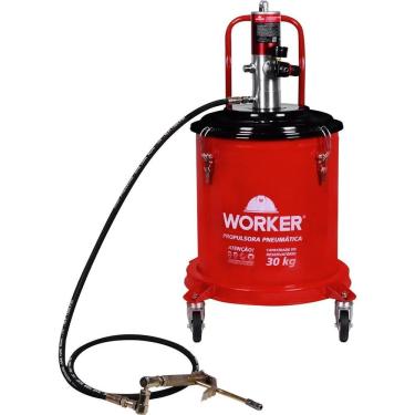 Imagem de Bomba de Graxa Propulsora Pneumática Reservatório 30kg 8,1PCM com 4 Rodas para Transporte Worker 30KG
