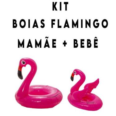 Imagem de Kit  2 Boias de  Flamingo Inflável Com Bote  Inflável - ELITE