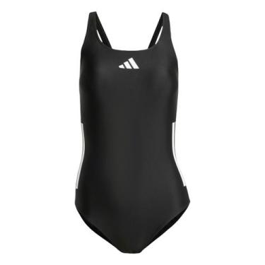 Imagem de Maiô Adidas 3 Listras Costas em C Feminino - Preto+Branco - G, G