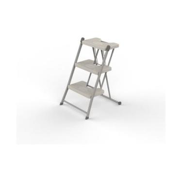 Imagem de Escada Dobrável Anodilar Alcance 3 Degraus Cinza Aço 120kg Antiderrapa