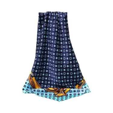 Imagem de Lenço De Seda Luxuoso Para Mulheres 90X90cm, Hijab Quadrado, Faixa De 