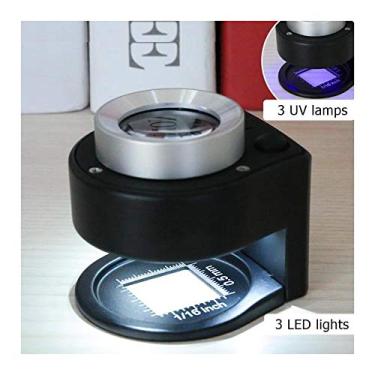 Imagem de Lupa Conta Fios Profissional 20x ano 2020 com led e escala em mm (resolução 0,5mm) e pol + bolsa de couriça