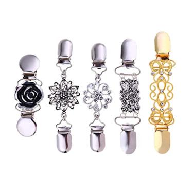 Imagem de Newmind 5 x suéter, cardigã tipo xale, clipes de colarinho, flores antigas, clipe para vestido feminino