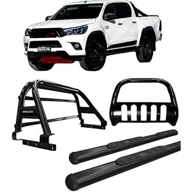 Imagem de Kit quebra mato+Estri Oval+Santo Ant DUPLO Hilux 16/20 Preto