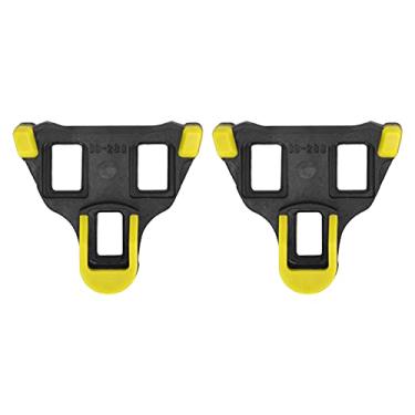 Imagem de Crazy Sales – Conjunto de travas para pedal de bicicleta, resistente ao desgaste, simples, leve, flutuador de 6 graus, autotravamento compacto, com parafuso para ciclismo seguro (preto e amarelo)