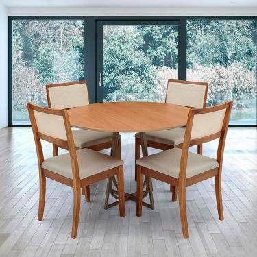 Imagem de Mesa de Jantar Herval Meriti com 4 Cadeiras Herval Onix - Jequitiba/Chocolate/Marrom