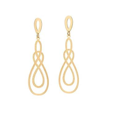 Imagem de Brinco Rommanel Banhado Ouro Gotas Trabalhadas Vazadas