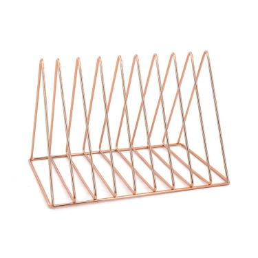 Imagem de Porta-Livros Le Aramado Metal Triângulo com 5 Divisórias Rosé Gold
