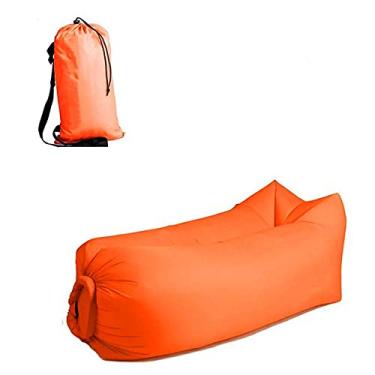 Imagem de MAOGEAR Espreguiçadeira portátil inflável, impermeável, cama preguiçosa, cama de ar para acampamento, praia, quintal, piscina, praia, viagens e piqueniques de acampamento (laranja)