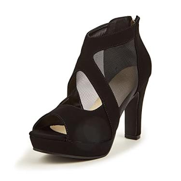 Imagem de GATUXUS Sandálias femininas de salto alto com plataforma aberta e salto alto sexy sandálias de tiras, B - preto, 7