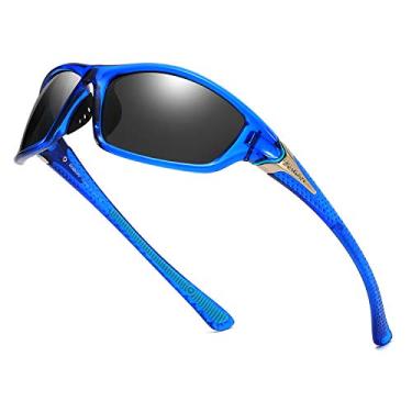 Imagem de DUBERY Óculos de sol masculinos com lentes polarizadas 100% proteção UV para dirigir ciclismo pesca D120, A 1 cristal azul/preto, Normal