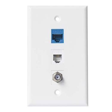 Imagem de ESYLink Placa de Rede para Telefone e Ethernet - 1 Porta Cat6 RJ45 + 1 Conector de Telefone Cat3 RJ11/RJ12 + 1 Cabo Coaxial de Porta TV - Tipo F