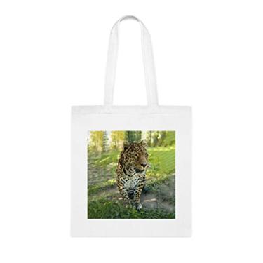 Imagem de Sacola de leopardo na selva, presente divertido, bolsa de ombro, bolsas reutilizáveis, cesta de Natal de aniversário, ideia de presente, Branco
