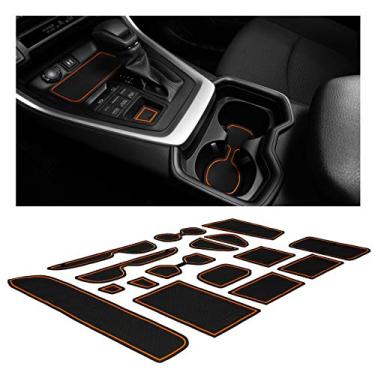 Imagem de CupHolderHero Compatível com Toyota RAV4 Accessories 2019-2021 Premium Custom Interior Antiderrapante Antiderrapante Enchimentos para Copo de Poeira, Console Central Forro Tapetes, Forro de Bolso de Porta Conjunto de 15 peças (Acabamento Laranja)