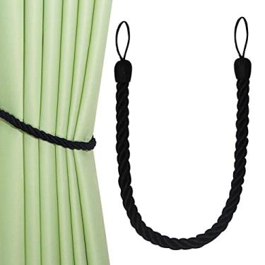 Imagem de 1 peça Cortinas Cortinas Cortinas de Seda Artificial Algodão Cordas Cortinas Retenções Suporte de Cortina para Casa Acessórios Decorativos Fivelas Gravata Preta, 1 Peça