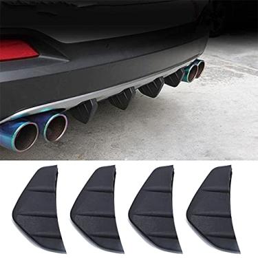 Imagem de 4 peças de spoiler de para-choque traseiro para carro, difusor universal, aletas de tubarão, preto, acessórios de colisão automática