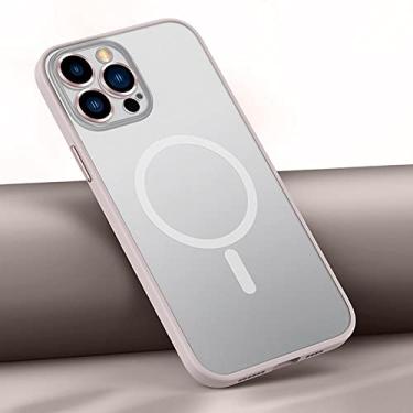 Imagem de Capa magnética de acrílico fosco de luxo para iphone 13 12 pro max para iphone 11 pro max capa de silicone de proteção de câmera de metal, rosa, para iphone 11pro max
