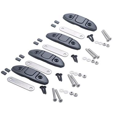 Imagem de Thorn Suporte dobrável para barco, suporte dobrável de aço inoxidável marinho de 11 cm preto com fixadores pacote com 4