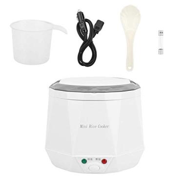 Imagem de Junlucki Mini panela de arroz de 1,6 L - vaporizador elétrico de alimentos 12 V - panela de cozimento a vapor portátil de arroz para carro/casa/viagem - ferramenta de cozinha para manter aquecido instantâneo (branca)