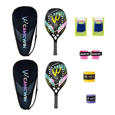 Imagem de Raquete de tênis de praia profissional padel carbono e fibra de vidro raquetes de tênis padel raquetes de rosto macio com bolsas (3K-005)