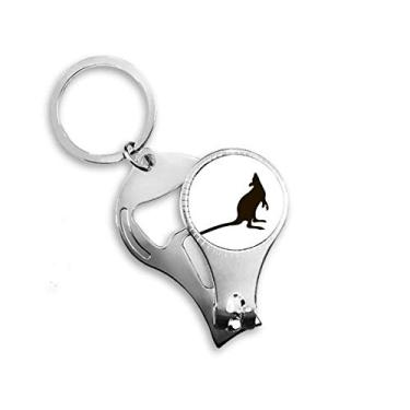 Imagem de Anel de pinça de unha preto canguru animal chaveiro abridor de garrafas cortador