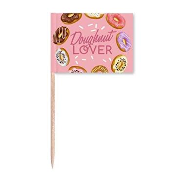 Imagem de Bandeira de palito de comida de sobremesa ocidental com círculo, rosquinha, marcadores para decoração de festa