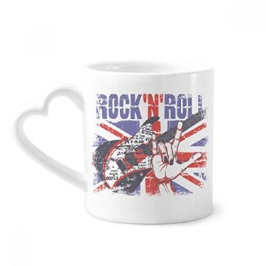 Imagem de Rock Guitar England Britain Country Flag UK Caneca de café cerâmica copo de coração de vidro