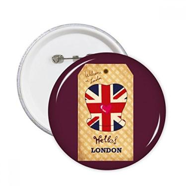 Imagem de Chapéu formal Reino Unido Londres Carimbo Grã-Bretanha Pinos redondos Emblema Botão Decoração Acessório 5 peças