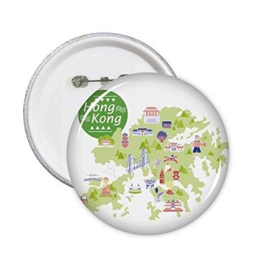 Imagem de Mapa de Hong Kong atrações China alfinetes emblema botão decoração acessório 5 peças
