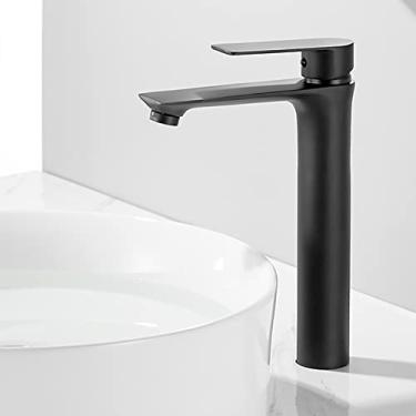 Imagem de LIDON Torneira preta Pia do Banheiro Torneira Preta Fosca Banheiro 1 Furo Torneira de Pia Preta 1 Furo Torneira Quente e Fria Torneira de Pia Preta para Varanda Torneira de Vanity Preta, Preto B (Cor: Preto A)