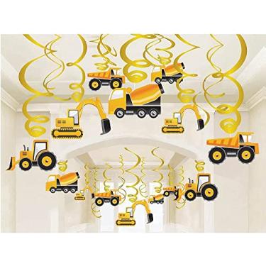 Imagem de 30PCS Construction Hanging Swirls Decorations - Car Excavator Bulldozer Birthday Party Ceiling Swirls Decor for Birthday Party, Baby Shower