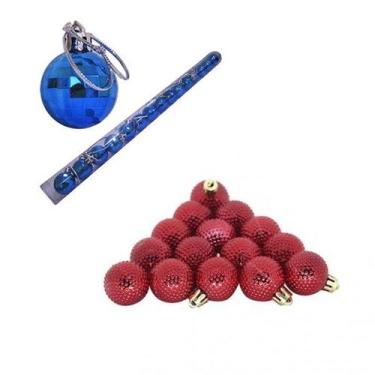 Imagem de Kit 30 Bolas De Natal Vermelha Azul Decoração Árvore Pendente Enfeite