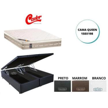Imagem de Conjunto Cama Box Baú Casal Queen + Colchão Castor Premium Tecnopedic