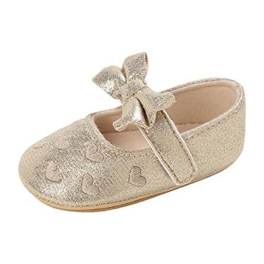 Imagem de Roupas para bebês meninos primavera e verão sapatos infantis para bebês meninas sapatos de princesa plano inferior claro (dourado, 0 a 6 meses)