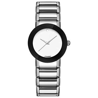 Imagem de SINOBI Relógios femininos minimalistas de aço inoxidável, mostrador analógico, simples e feminino, relógio de pulso, moda casual, relógio para relojos femininos, Sliver