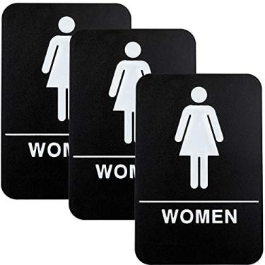 Imagem de Placa de banheiro de plástico: com braille (compatível com ADA) - 15,24 cm x 22,86 cm, feminino, pacote com 3 - EGP-HD-0277, Women