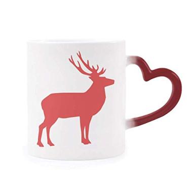 Imagem de Caneca vermelha de grão de madeira vermelha sensível ao calor Caneca de grés que muda de cor vermelha