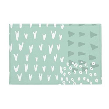 Imagem de DIYthinker Tapete de porta de banheiro com padrão de arte verde abstrato tapete antiderrapante