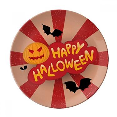 Imagem de Pratos de sobremesa de porcelana decorativa com fonte de Halloween de 20 cm para jantar em casa