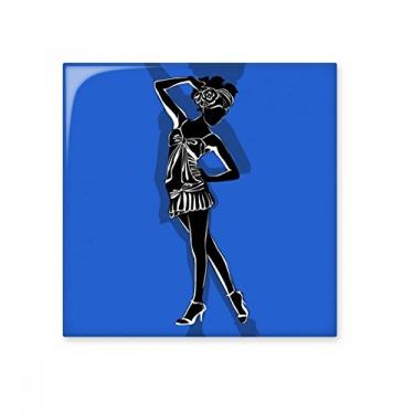 Imagem de Azulejo de cerâmica Blue Plump Beautiful Girl brilhante decalque vitrificado pedra adornada