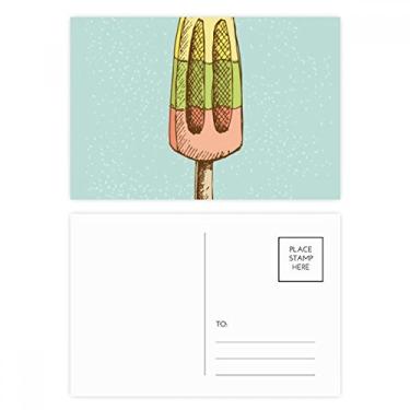 Imagem de Conjunto de cartões postais de sorvete e picolés vermelhos, verde-amarelo, vermelho, cartão de felicitações