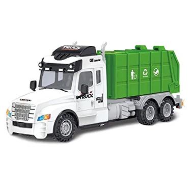 Imagem de Carrinho Caminhão De Lixo de Brinquedo com Controle Remoto Sem Fio Farol Som do Motor Luz na Cabine Realista