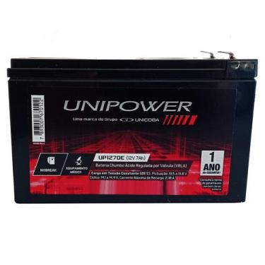 Imagem de Bateria Selada 12V 7Ah Unipower Vrla Agm - Alarme, Nobreak