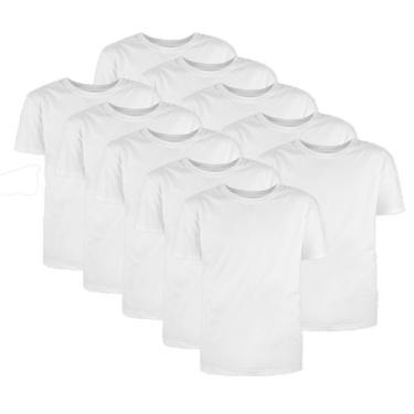 Imagem de Kit Com 10 Camisetas Básicas Algodão Branca Tamanho Gg - Mc Clothing