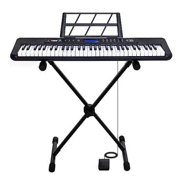 Imagem de Kit Teclado Musical Iniciante Kobe KB-300 5/8 61 Teclas com Sensibilidade ao Toque com Pedal Sustain e Suporte