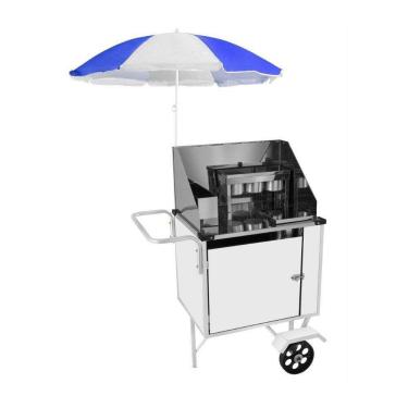 Imagem de Carrinho de Cachorro Quente com Guarda Sol e Rodas Maciças