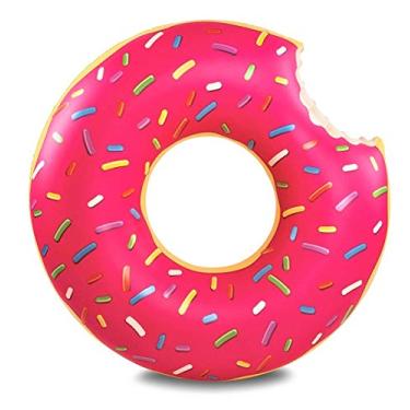 Imagem de Boia de Piscina Inflável Divertida Donut Gigante Rosquinha Rosa 120 cm