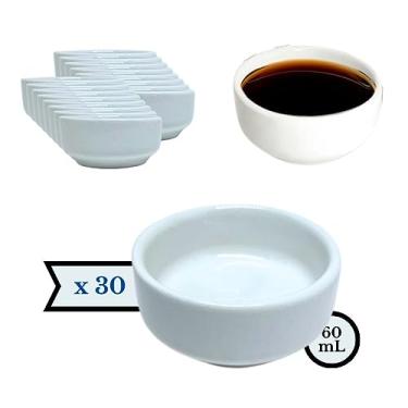 Imagem de Kit 30 Molheira Porta Shoyu Nozoki Porcelana Branco 60mL