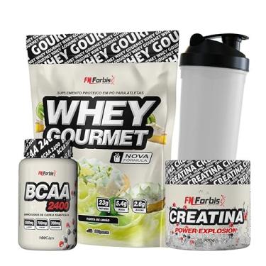 Imagem de Whey Protein Gourmet Refil + Creatina 300g + BCAA 100 cáps + Coqueteleira - FN Forbis Nutrition (Torta de Limão)