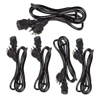 Imagem de Kit 5 Cabos De Energia para Computador 1.5 m 10a 250v Tripolar Preto Pradrão Brasil Brasileiro BR 3 pinos 220v 110v Notebook Fonte PC Gamer Panela de Arroz